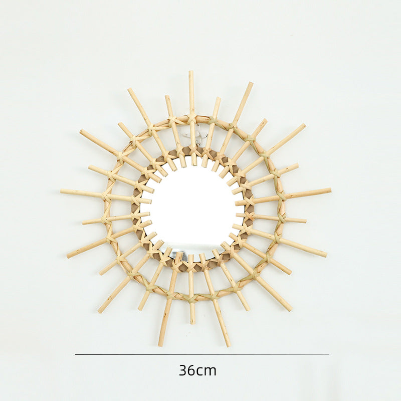 More Elegant Round Wall Mirror Made of Natural Rattan Acalora