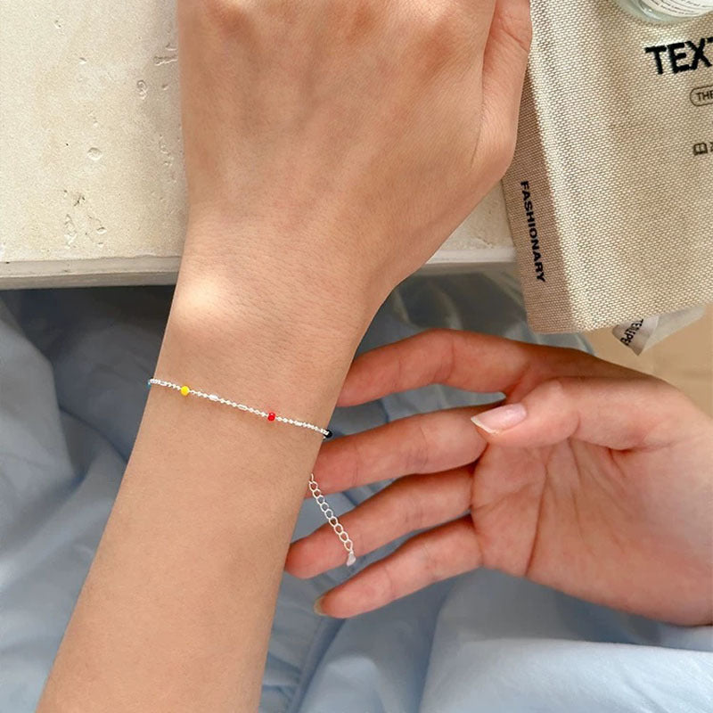 Dainty Multi-Colored Beaded Chain Bracelet Kalsten