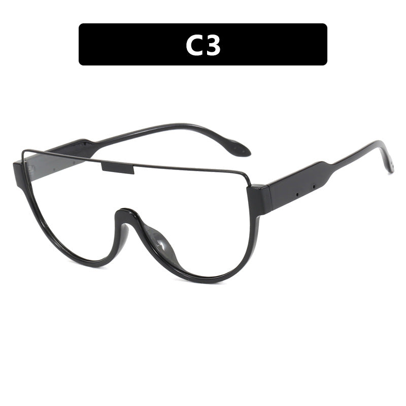 Women futuristic oversized sunglasses with clear full-rim frame Kalsten