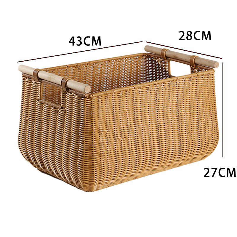 Large Handwoven Storage Basket with Ergonomic Handles Kalsten