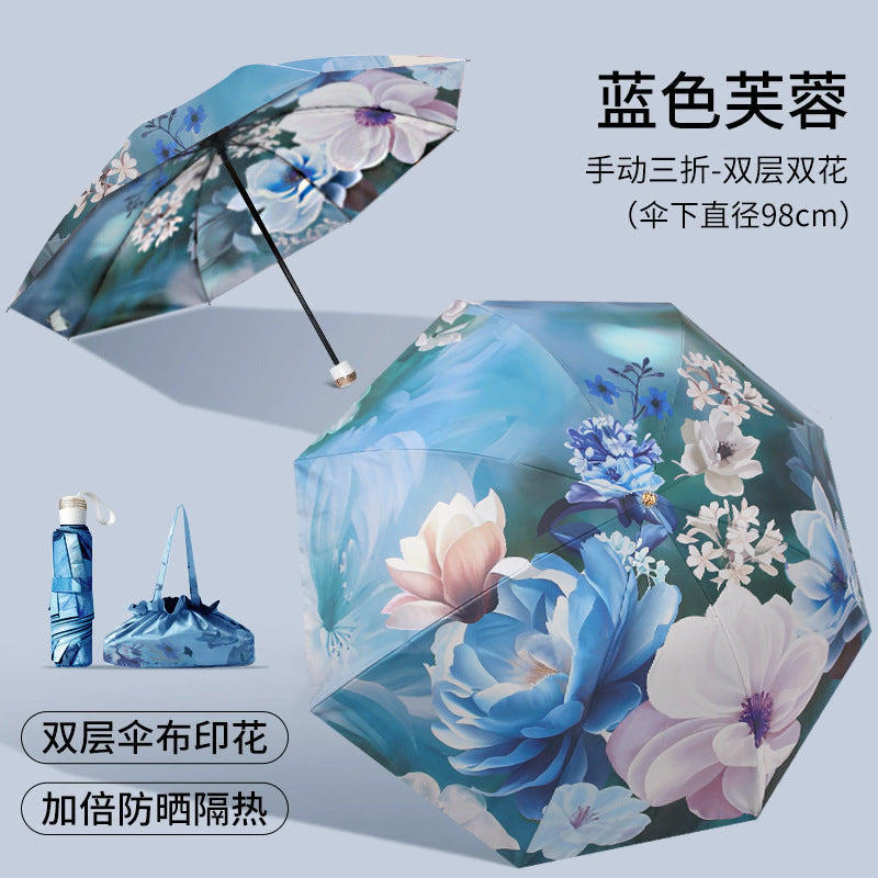 Ladies Folding Umbrella with Elegant Floral Design Kalsten