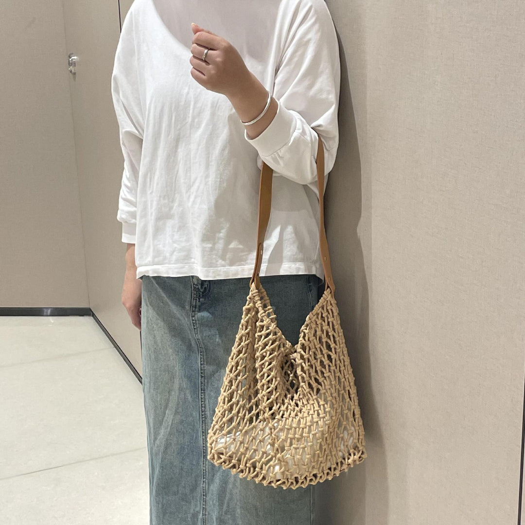 Elegant mesh bag with leather handles Kalsten