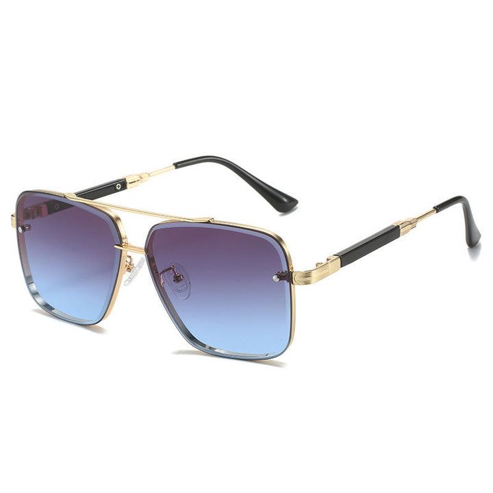 Women Geometric Oversize Sunglasses with Filigree Metal Frame Kalsten