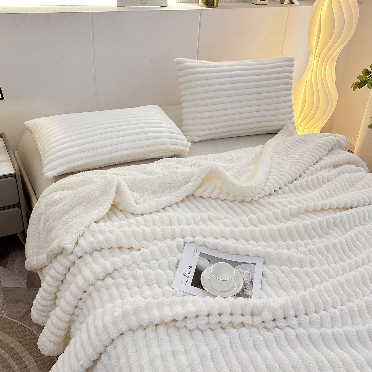 Luxurious Plush Stripe Fleece Blanket