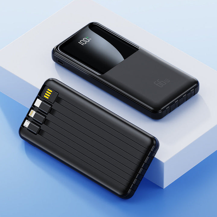 Portable power bank with integrated charging cables and LED battery status indicator Kalsten