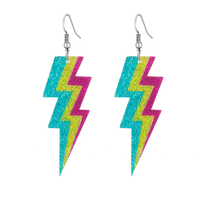 Glittery Lightning Bolt Dangle Earrings Kalsten
