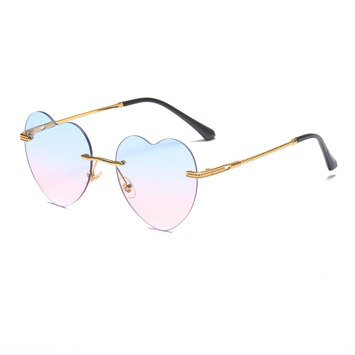 Women's Heart-Shaped Sunglasses with Mirrored Lenses and Gold Frame Kalsten