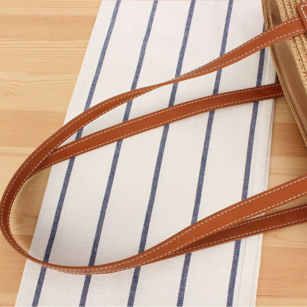 Handbag Made of High-Quality Raffia Fabric with Elegant Leather Handles Kalsten