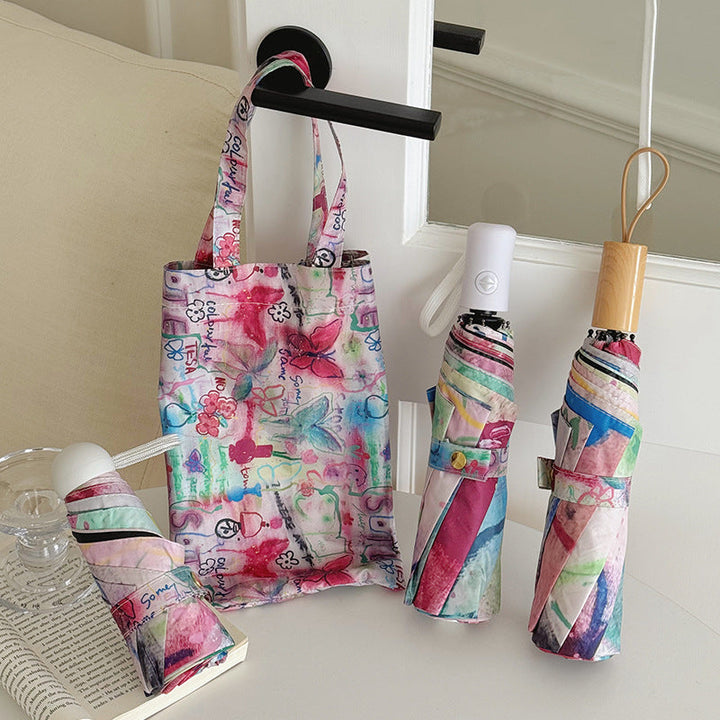 Women Foldable Designer Bag with Creative Art Motif Kalsten
