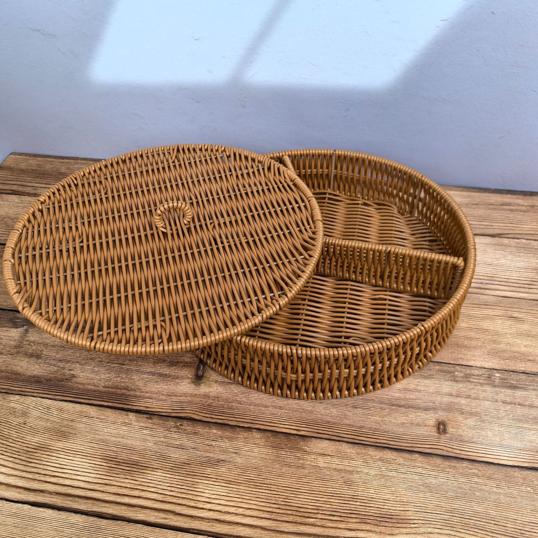 Ladies beef braided serving basket with three compartments Kalsten