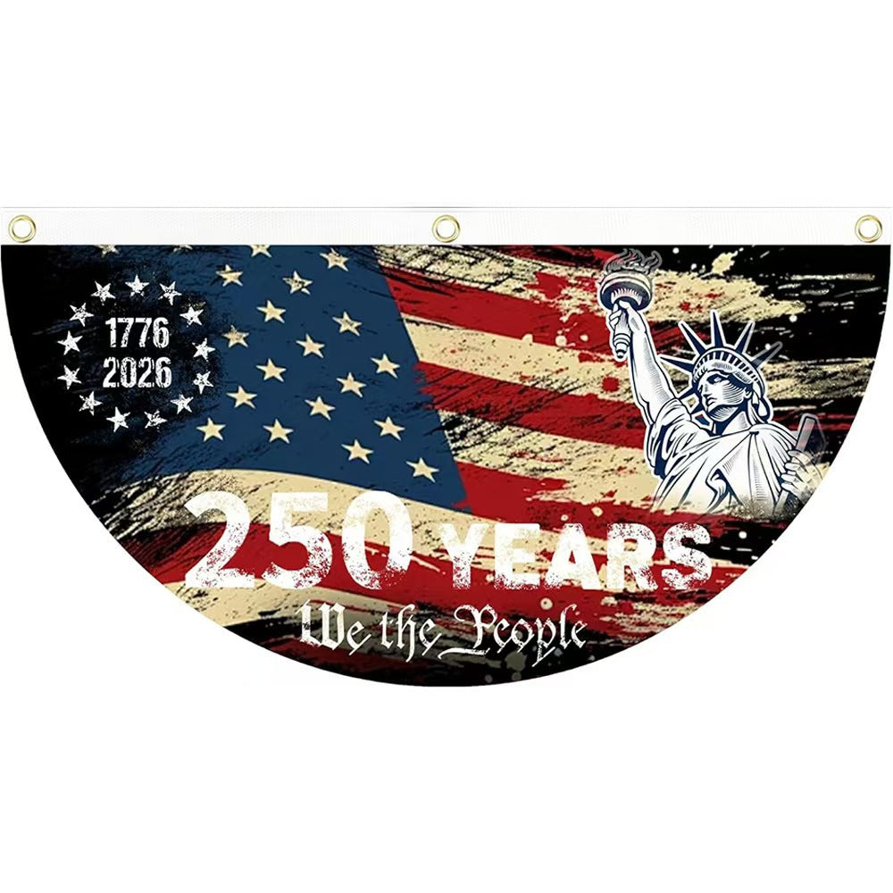 Unisex half-circle banner made of weatherproof polyester with metal eyelets and reinforced seams Kalsten