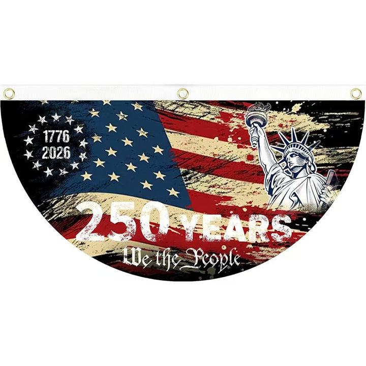 Unisex half-circle banner made of weatherproof polyester with metal eyelets and reinforced seams Kalsten