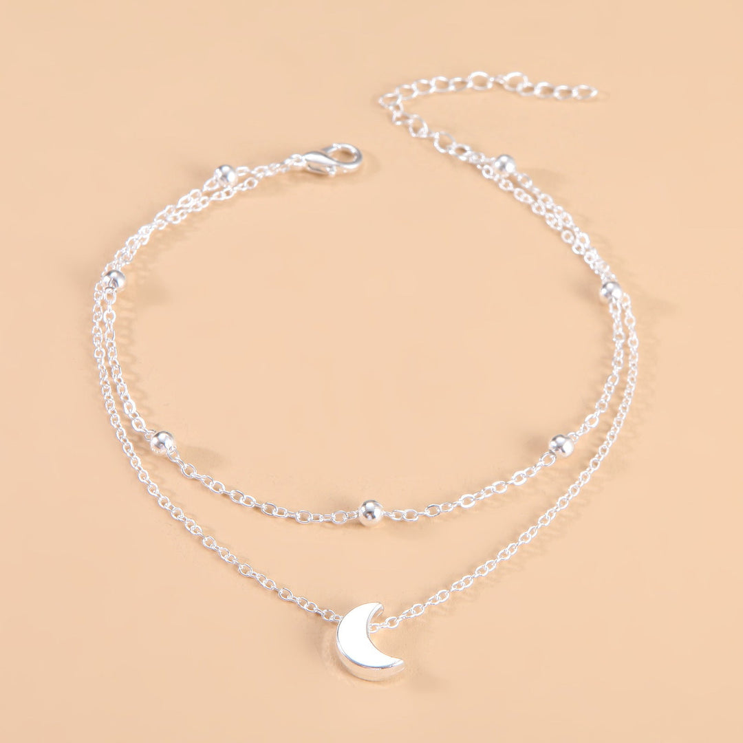 Double Layered Moon Charm Anklet Kalsten