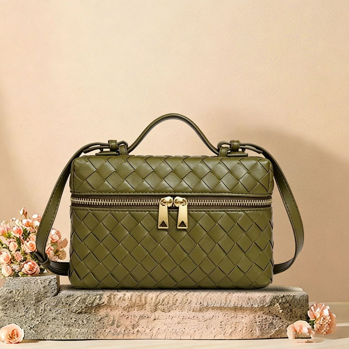Woven Leather Cosmetic Case Acalora