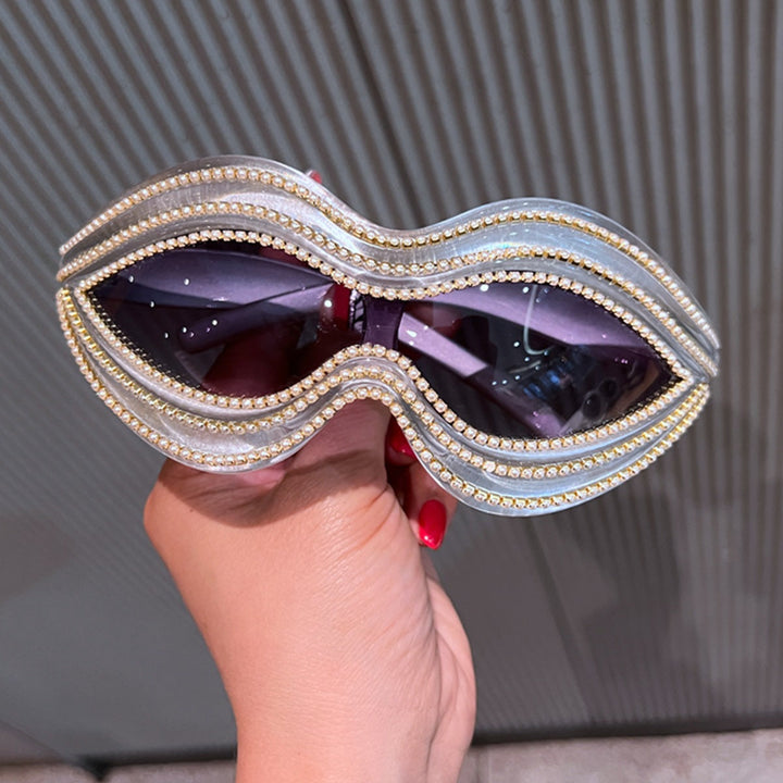 Ladies Glamorous Wave Sunglasses with Sparkling Crystal Applications Kalsten