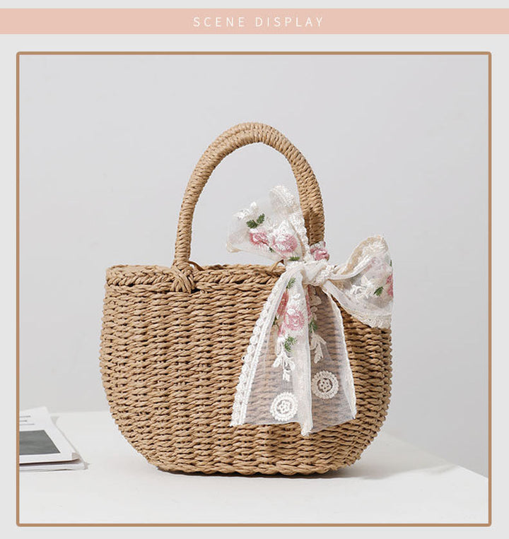 Elegant Bast bag with Floral Bow Detail Kalsten