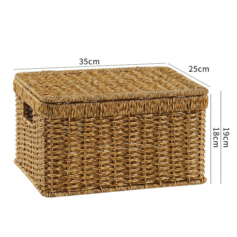 Unisex Rectangular Storage Basket with Decorative Lid Kalsten