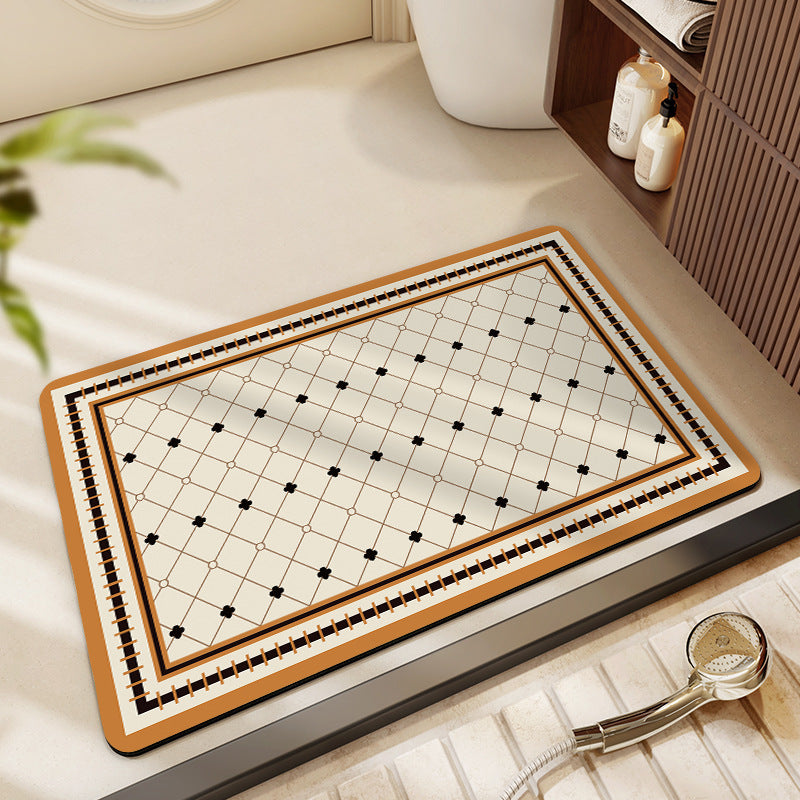 Vintage Floral Pattern Bath Mat Acalora