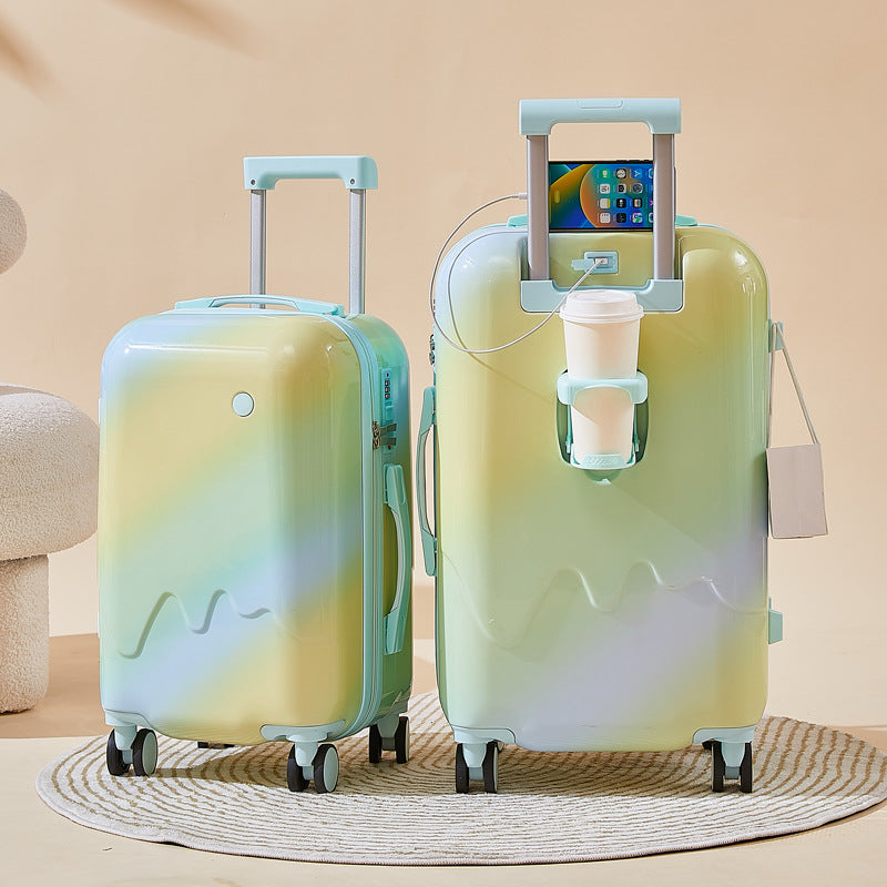 Unisex Functional Hardshell Carry-On Suitcase with Drink Holder Kalsten