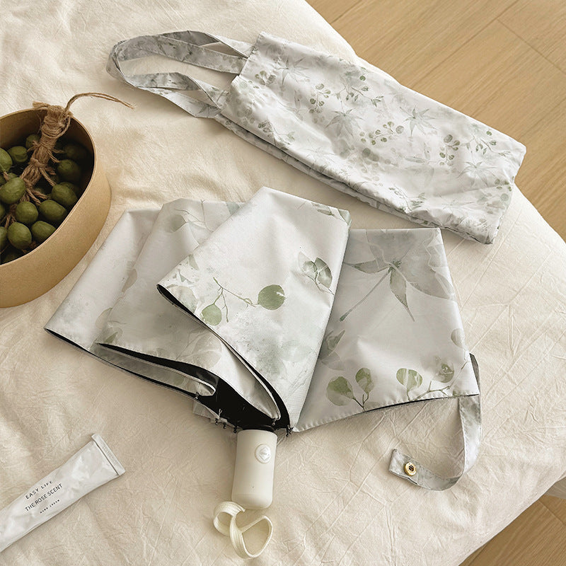 Women's Foldable Umbrella with Elegant Botanical Pattern Kalsten