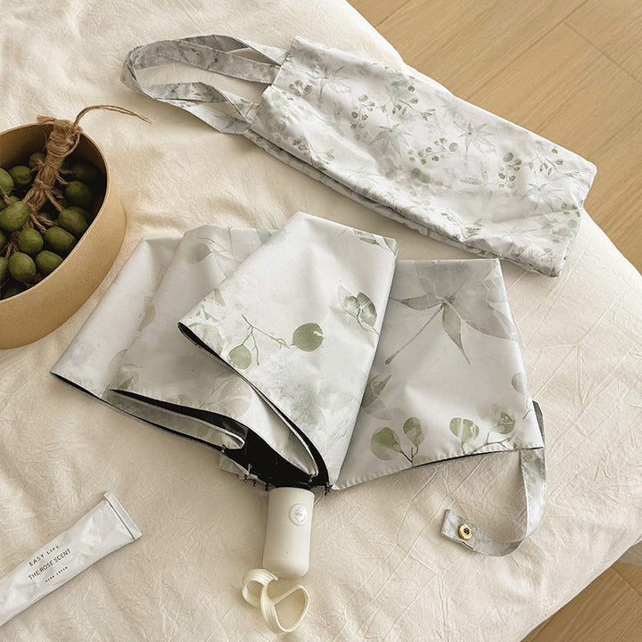 Women's Foldable Umbrella with Elegant Botanical Pattern Kalsten