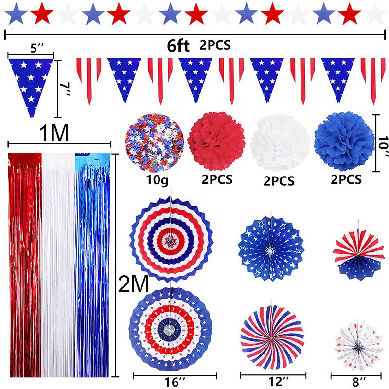 Unisex multi-piece party decoration set with paper fans pom poms bunting garland Kalsten
