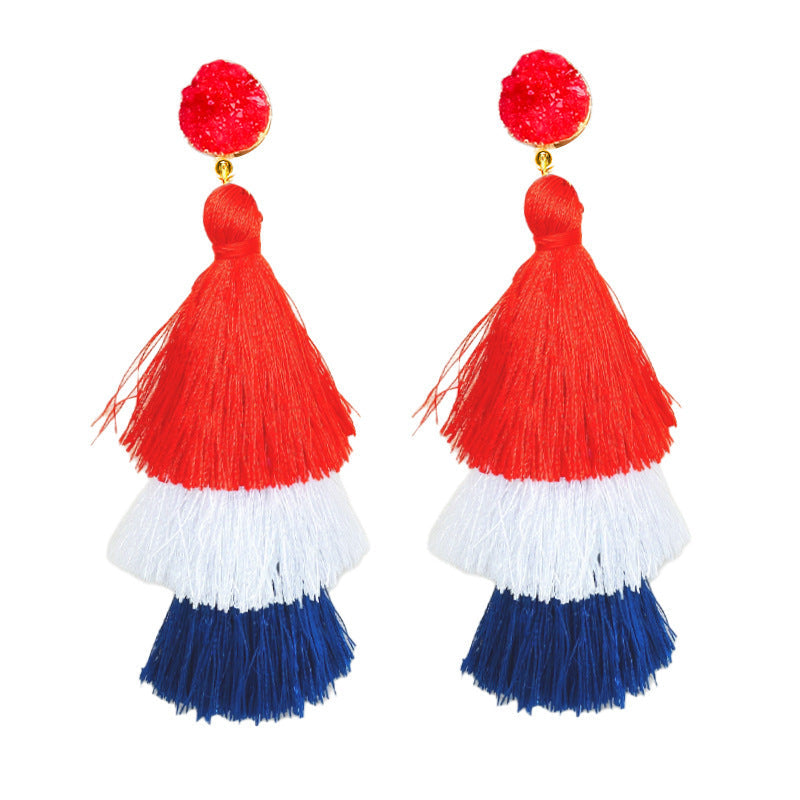 Women's earrings in flip-flop design with crystal embellishment and enamel flag motif Kalsten