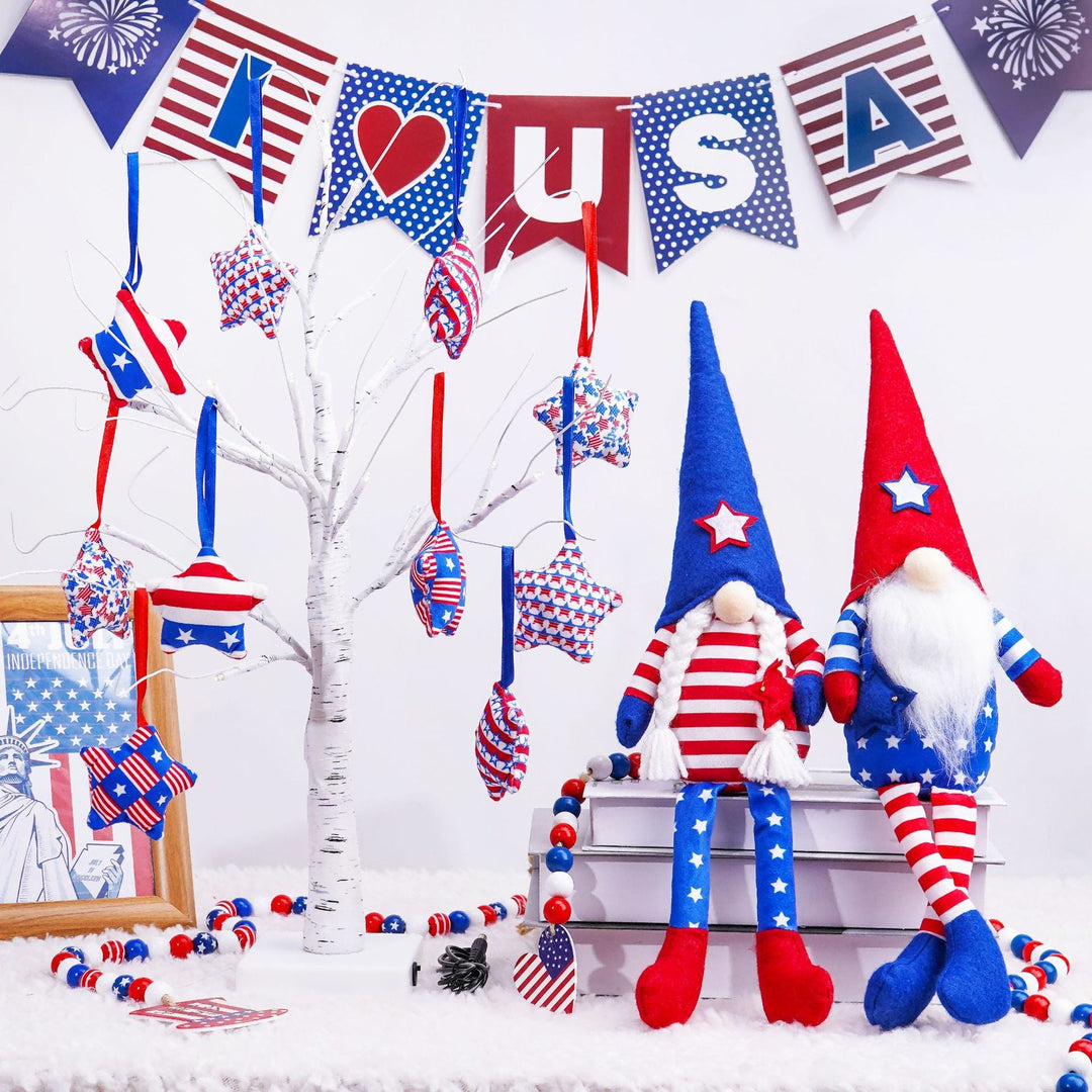 Unisex star-shaped hanging decoration made of soft felt with US flag pattern Kalsten