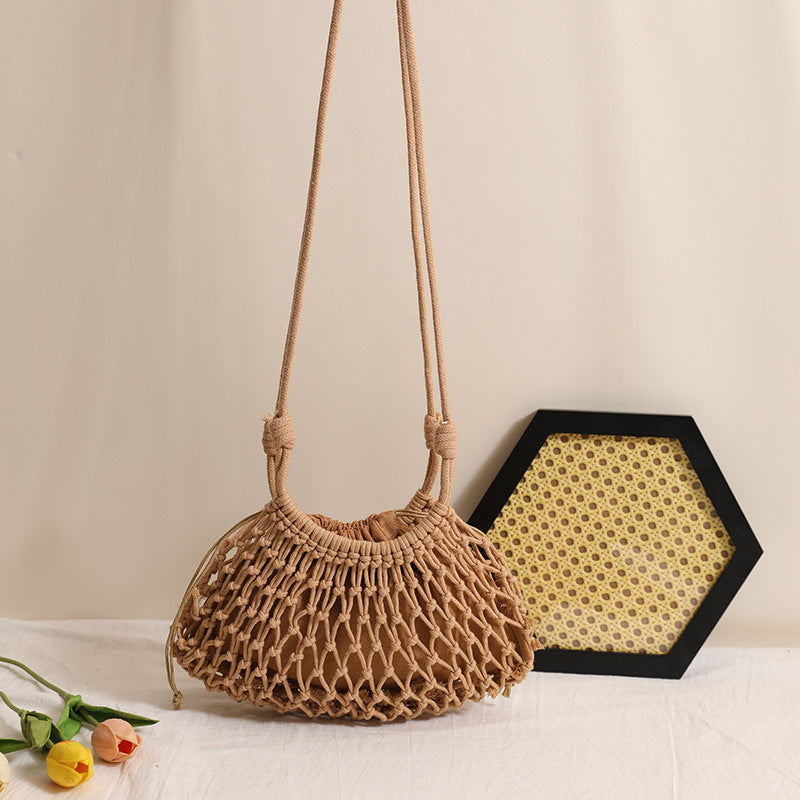 Fine macrame crossbody bag with reinforced carrying strap Kalsten