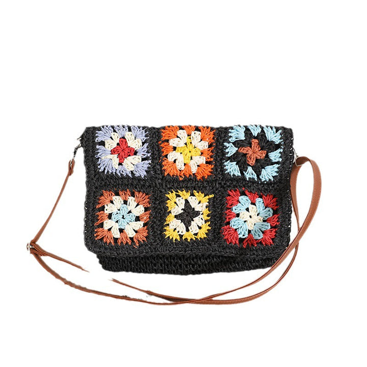 Fashionable shoulder bag with colorful crochet pattern Kalsten
