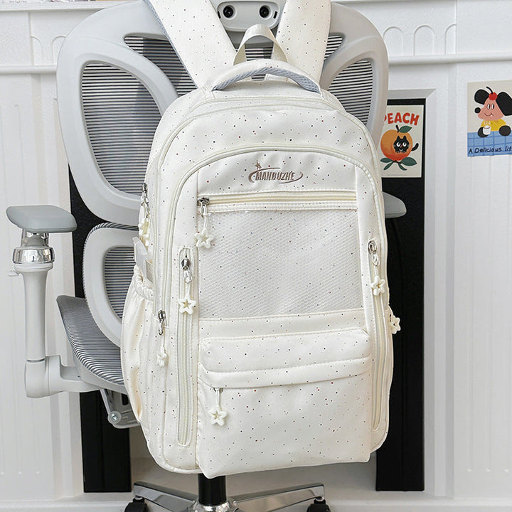 Star-Embellished Multi-Pocket School Backpack