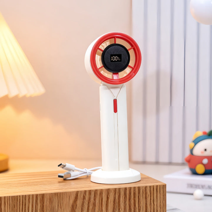 Ladies Portable Hand Fan with LCD Digital Display and USB Charging Function Kalsten