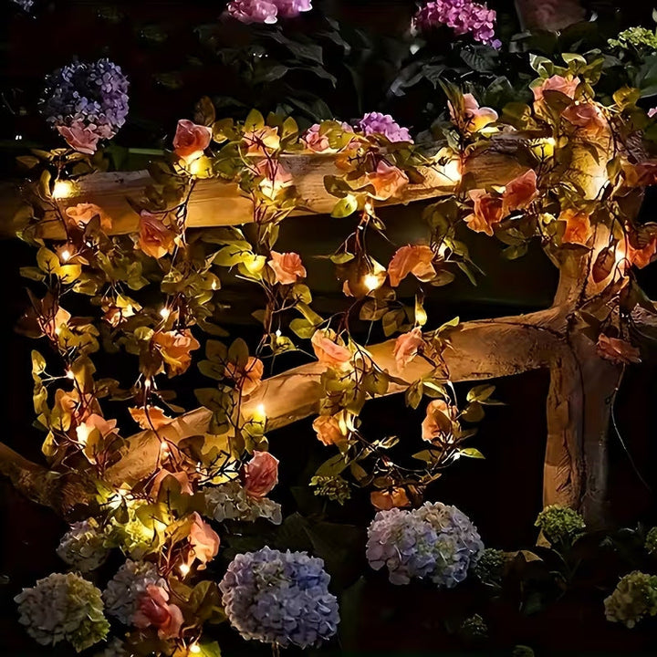 Romantic Rose Vine LED Garland With Micro Lights And Weatherproof Flexible Stem Kalsten