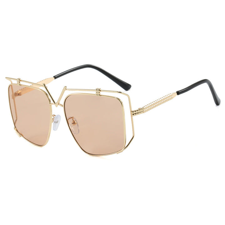 Women's futuristic oversized sunglasses with unique geometric frame Kalsten