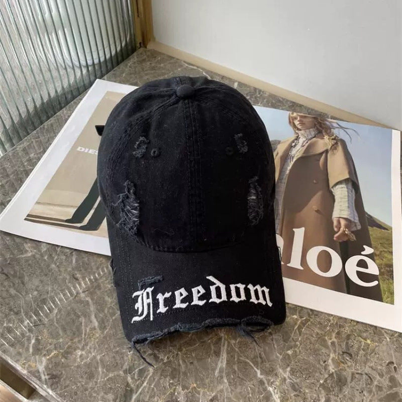 Women's Distressed Freedom Embroidered Baseball Cap Kalsten