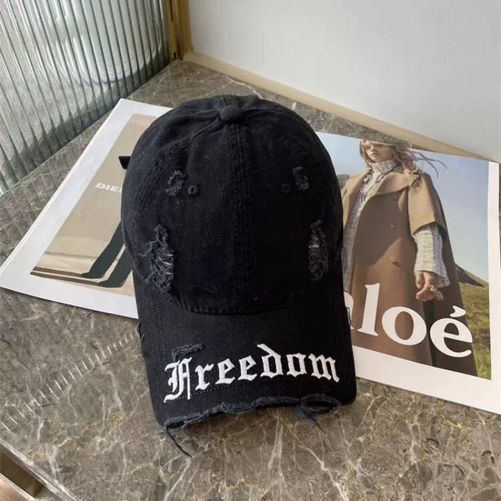 Women's Distressed Freedom Embroidered Baseball Cap Kalsten