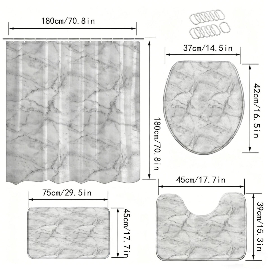 Elegant Marble Pattern Bathroom Mat Set Kalsten