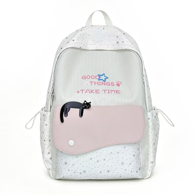 Cat-Illustrated Casual Backpack Kalsten