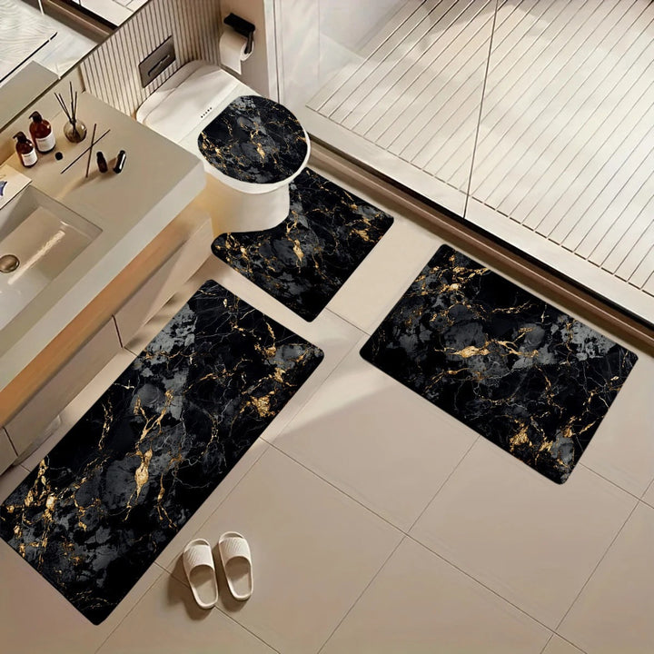 Artistic Marble Print Bath Mat Set Kalsten