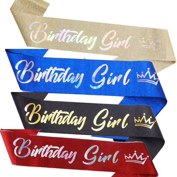Women's festive birthday sash with glitter Kalsten
