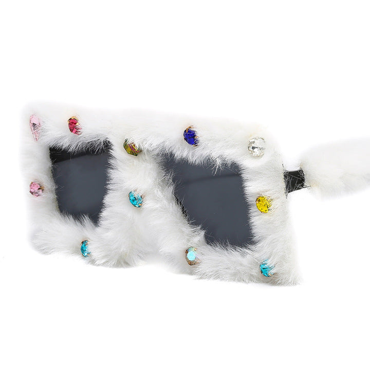 Ladies glamorous and luxurious sunglasses with fur-trimmed frame Kalsten