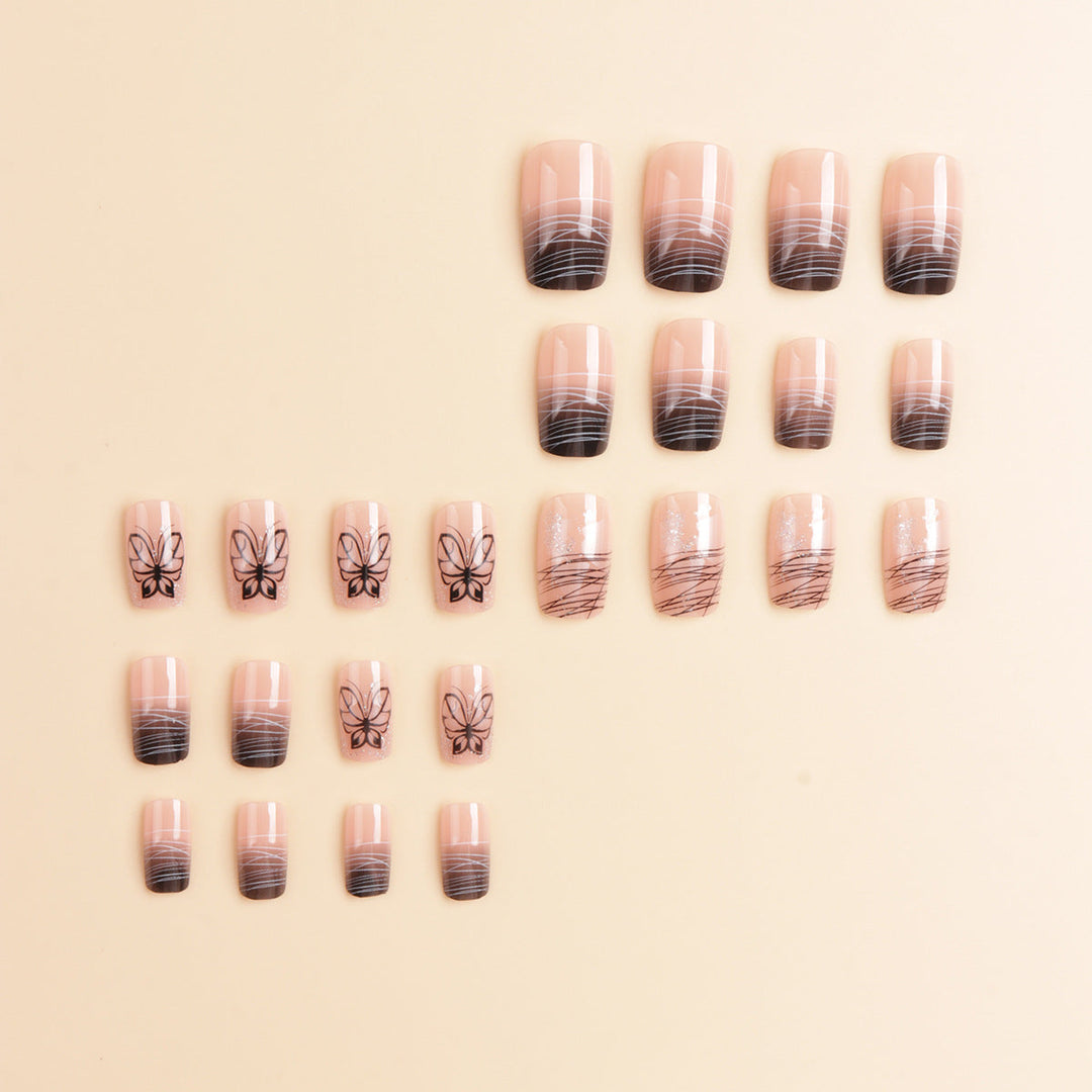 Elegant Butterfly-Themed Press-On Nail Art Kalsten