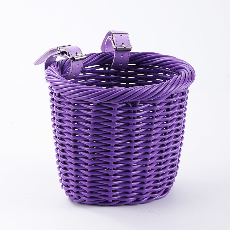 Woven Storage Basket with Adjustable Leather Straps Kalsten
