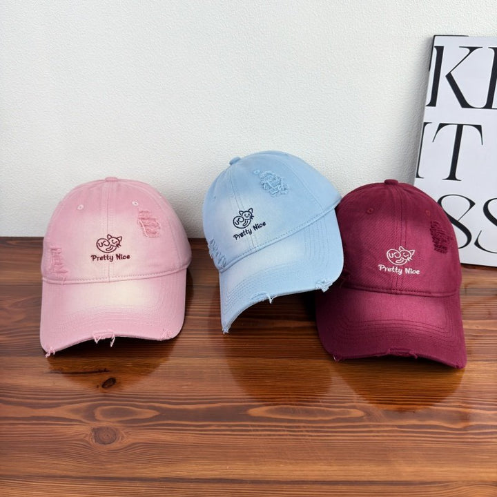 Women's Distressed Casual Embroidered Baseball Cap Kalsten
