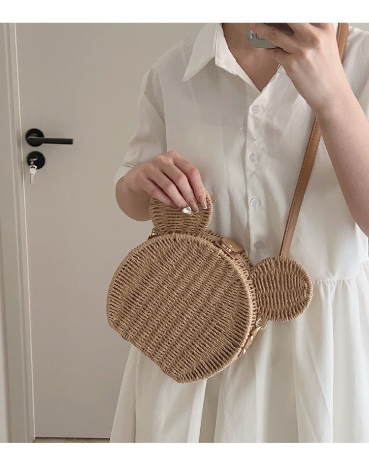 Ladies Round Basket with Rabbit Ear Design Kalsten