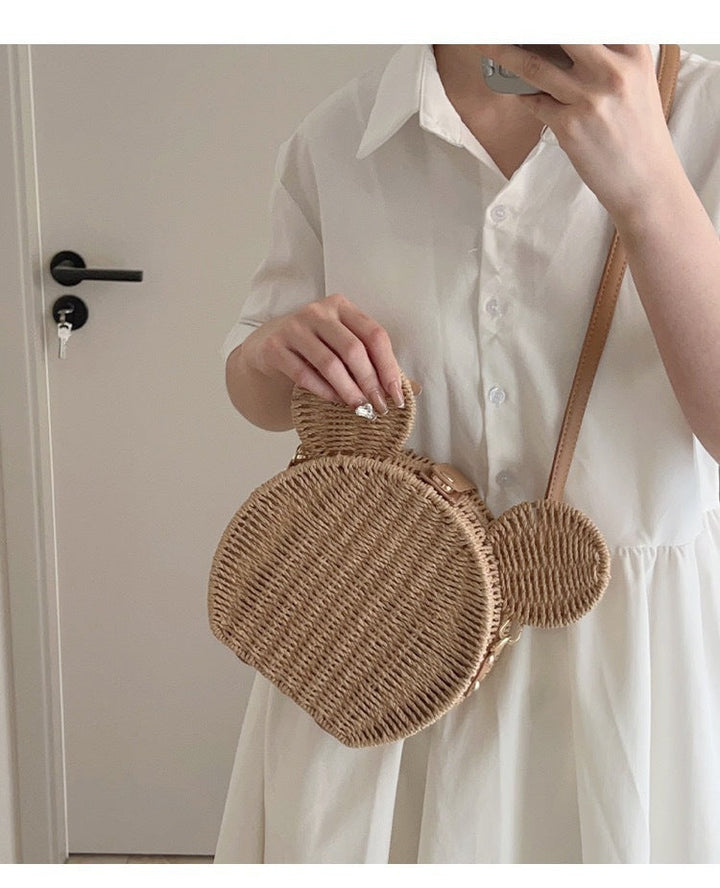 Ladies Round Basket with Rabbit Ear Design Kalsten