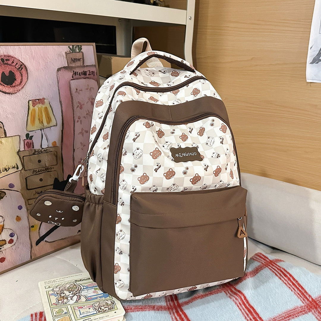 Cartoon-Themed Multi-Pocket School Backpack