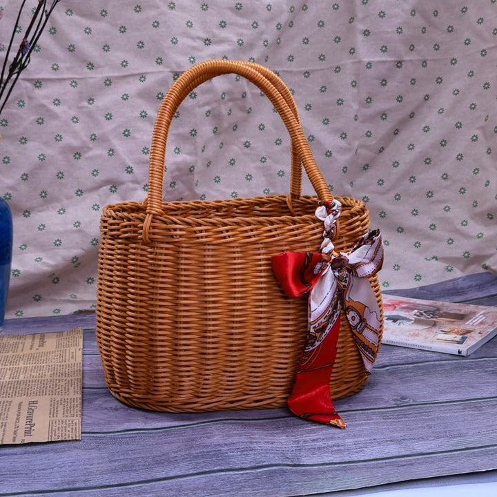 Women braided storage basket with sturdy carrying handles Kalsten