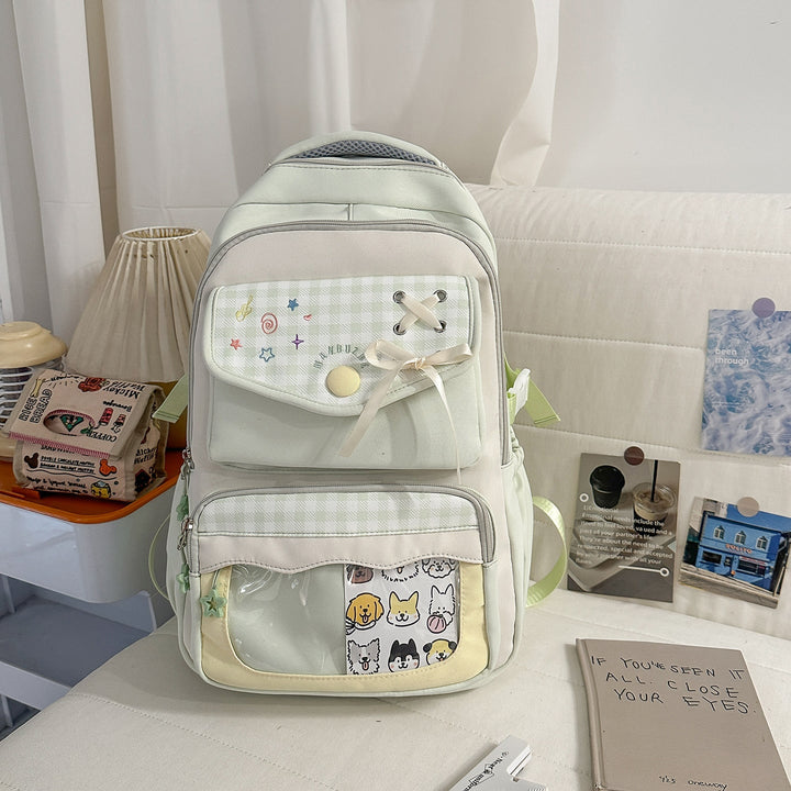Stylish Gingham Pattern School Backpack