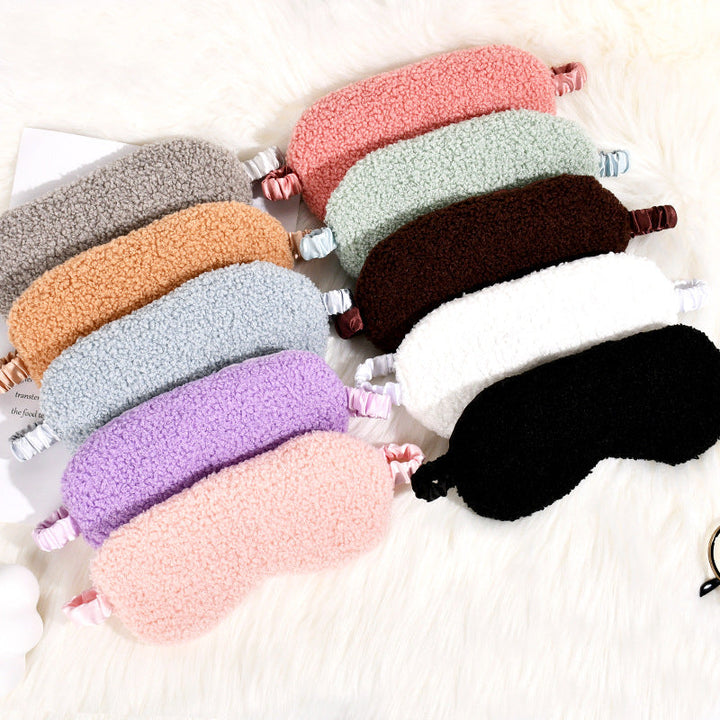 Women's cuddly thermo sleep mask made of teddy fleece with adjustable satin band Kalsten